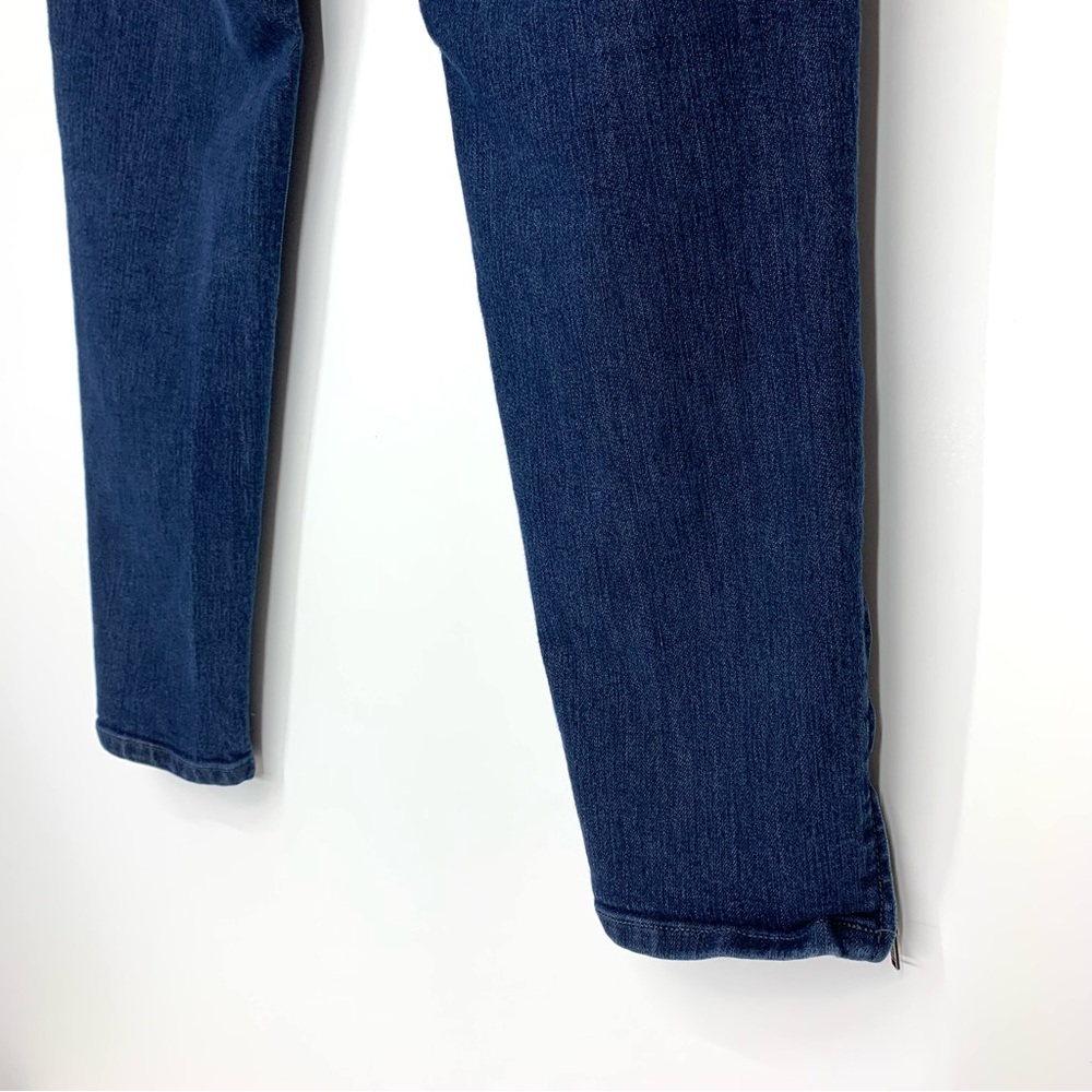 Ann Taylor LOFT Dark Wash Curvy Skinny Ankle Jeans With Side Zipper Detail - Picture 11 of 16